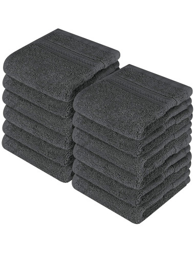 Juego de Paños de Lujo Utopia 30x30 cm 600 GSM 100% Algodón Gris