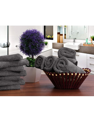 Juego de Paños de Lujo Utopia 30x30 cm 600 GSM 100% Algodón Gris