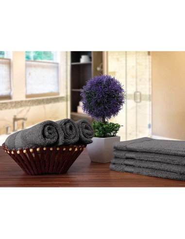 Juego de Paños de Lujo Utopia 30x30 cm 600 GSM 100% Algodón Gris