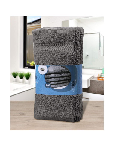 Juego de Paños de Lujo Utopia 30x30 cm 600 GSM 100% Algodón Gris