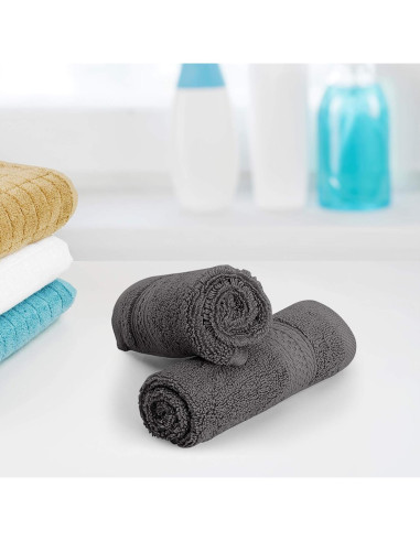 Juego de Paños de Lujo Utopia 30x30 cm 600 GSM 100% Algodón Gris