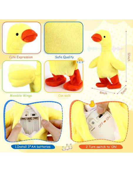 Pato Hablador Interactivo HyDren 32 cm Juguete de Peluche