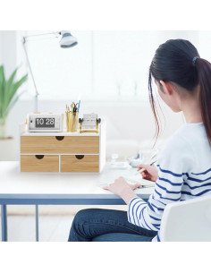 Organizador de Escritorio Wisuce de Bambú Natural con 3 Cajones 2