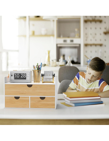 Organizador de Escritorio Wisuce de Bambú Natural con 3 Cajones