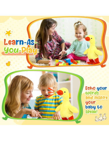 Pato Hablador Interactivo HyDren 32 cm Juguete de Peluche