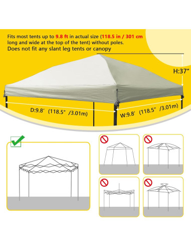 Techo de Carpa D&ONEHOS 10x10 Beige Impermeable 301x301 cm