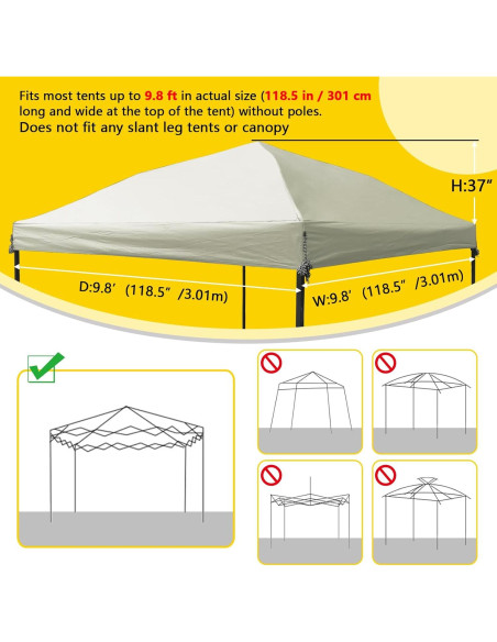 Techo de Carpa D&ONEHOS 10x10 Beige Impermeable 301x301 cm