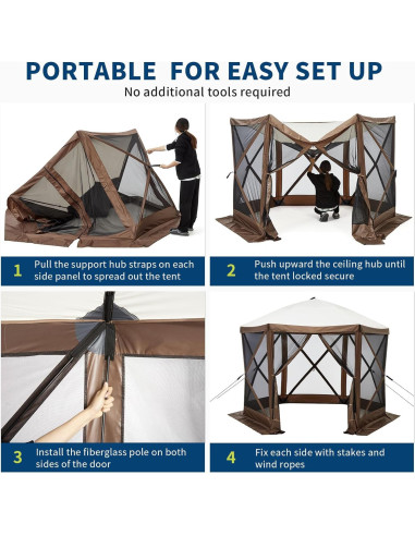 Carpa Gazebo Portátil SLEKVERSA 3.6x3.6m con Mosquitera