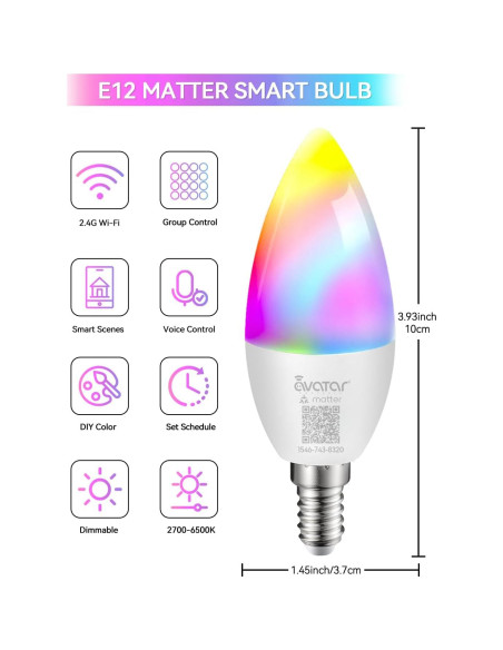 Bombilla Inteligente E12 Avatar Controls 5W RGBCW Matter