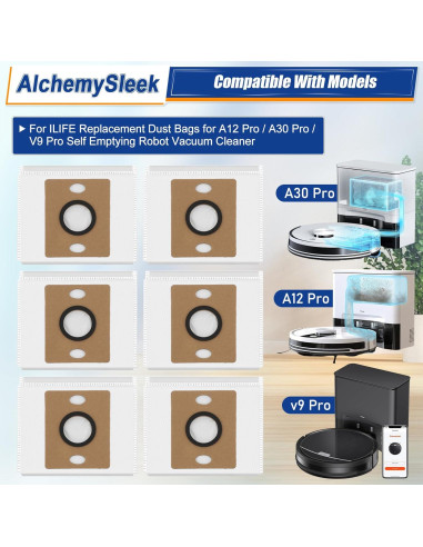 Bolsas de Polvo Reemplazo ILIFE A12 Pro A30 Pro V9 Pro - 6 Unidades