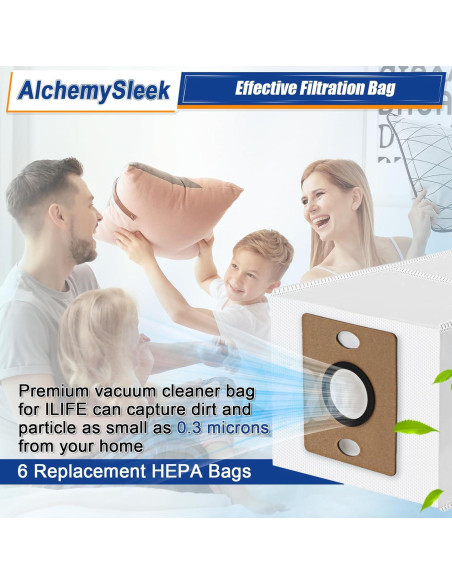Bolsas de Polvo Reemplazo ILIFE A12 Pro A30 Pro V9 Pro - 6 Unidades