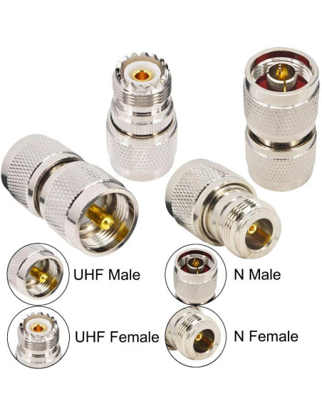Kit Adaptadores Coaxiales N a UHF PL259 Onelinkmore - 4 Piezas