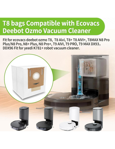 Bolsas de Polvo BOUYAO para Aspiradora Ecovacs Deebot T8 - Paquete de 20