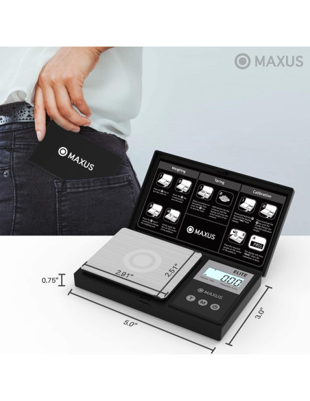Báscula Digital de Bolsillo MAXUS ELITE 500g x 0.01g LCD