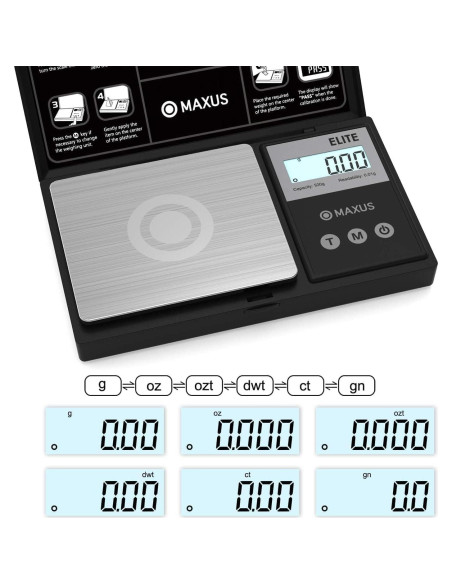 Báscula Digital de Bolsillo MAXUS ELITE 500g x 0.01g LCD