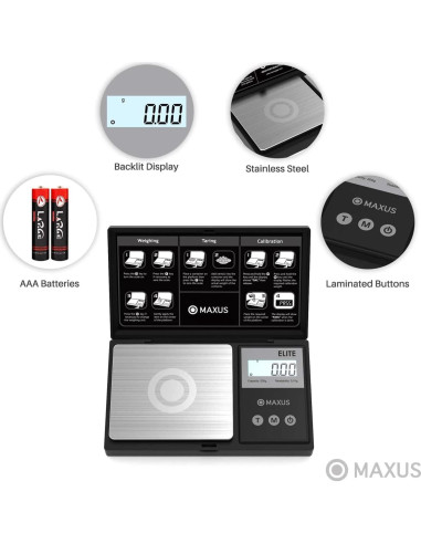 Báscula Digital de Bolsillo MAXUS ELITE 500g x 0.01g LCD