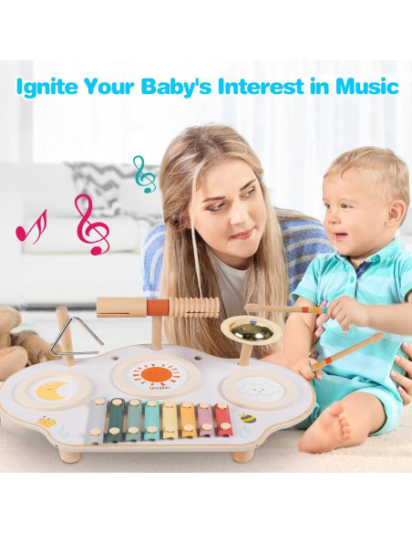 Juego de Batería Musical Montessori Twefex 9 en 1 para Niños