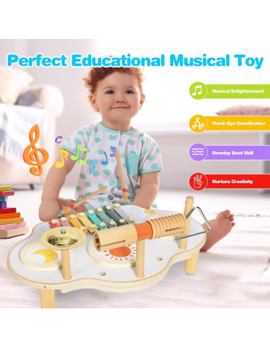 Juego de Batería Musical Montessori Twefex 9 en 1 para Niños