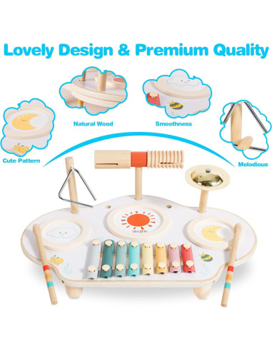 Juego de Batería Musical Montessori Twefex 9 en 1 para Niños
