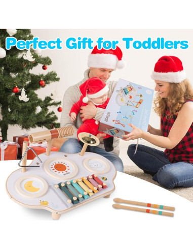 Juego de Batería Musical Montessori Twefex 9 en 1 para Niños