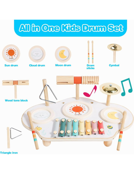 Juego de Batería Musical Montessori Twefex 9 en 1 para Niños