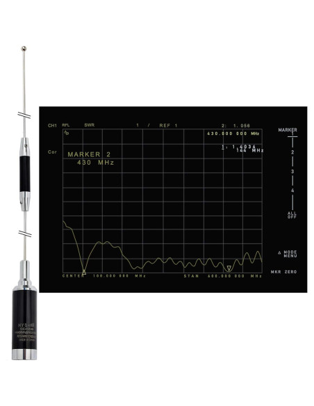 Antena NMO Doble Banda HYS 37.9" VHF UHF 144/430MHz con Soporte