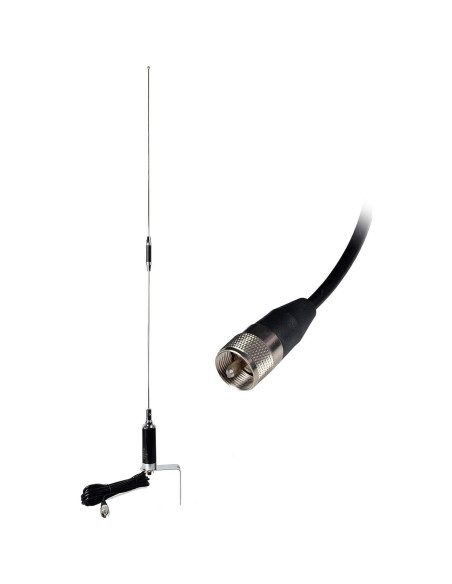 Antena NMO Doble Banda HYS 37.9" VHF UHF 144/430MHz con Soporte