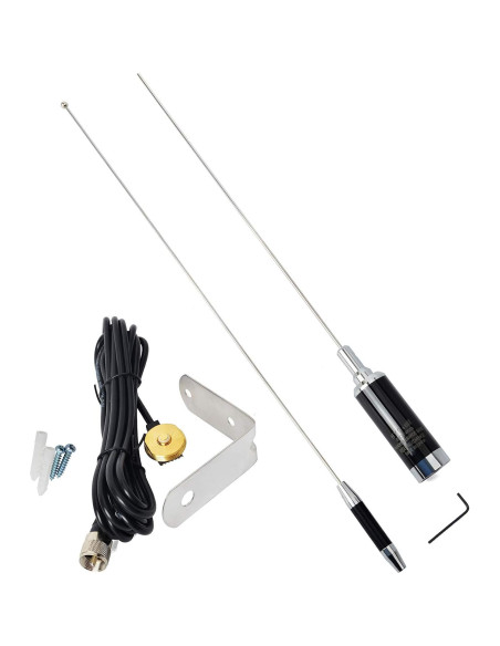 Antena NMO Doble Banda HYS 37.9" VHF UHF 144/430MHz con Soporte