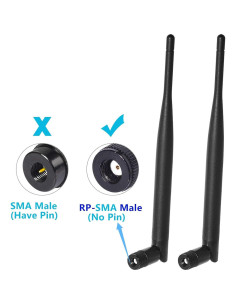 Antena Doble Banda WiFi Bingfu 6dBi RP-SMA Macho Paquete de 2 2