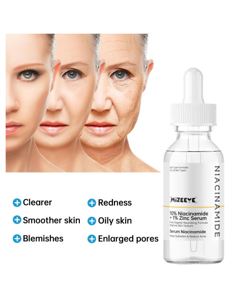 Suero Facial Niacinamida 10% + Zinc 1% MIZEEYE 80g