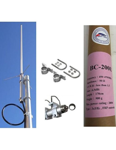 Antena Base UHF GMRS Harvest BC200 450-470MHz 6.5dBi 200W