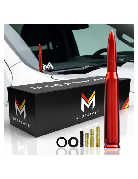 Antena Automotriz Mega Racer 5.5" Roja Aluminio 6061