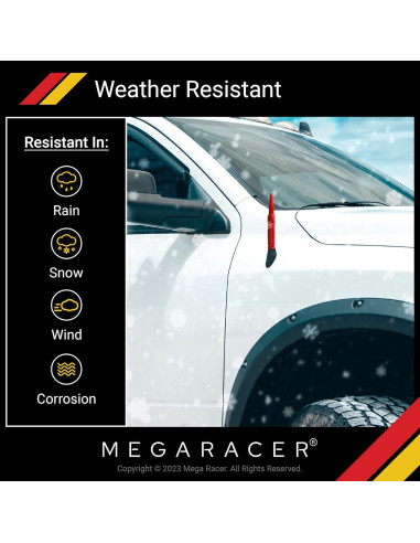 Antena Automotriz Mega Racer 5.5" Roja Aluminio 6061