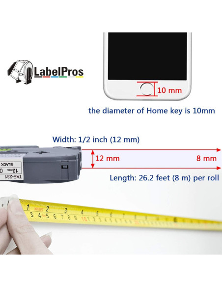 Cinta de Etiqueta Laminada 12mm LabelPros - 8 Colores