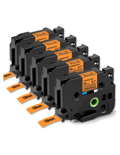 Cinta de Etiqueta Laminada MarkDomain 18mm Naranja Fluorescente