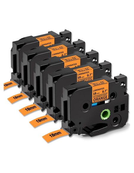 Cinta de Etiqueta Laminada MarkDomain 18mm Naranja Fluorescente