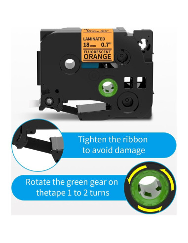 Cinta de Etiqueta Laminada MarkDomain 18mm Naranja Fluorescente