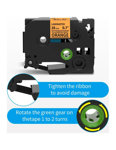 Cinta de Etiqueta Laminada MarkDomain 18mm Naranja Fluorescente