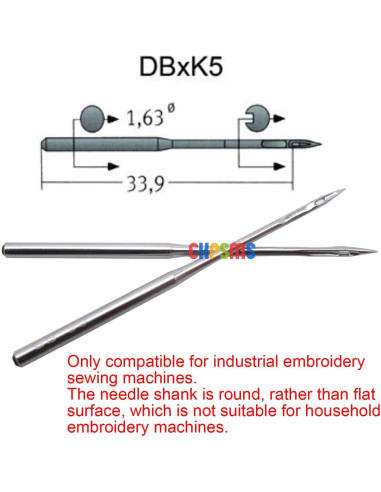 50 Agujas de Bordado Industrial Groz Beckert DBXK5 65/9