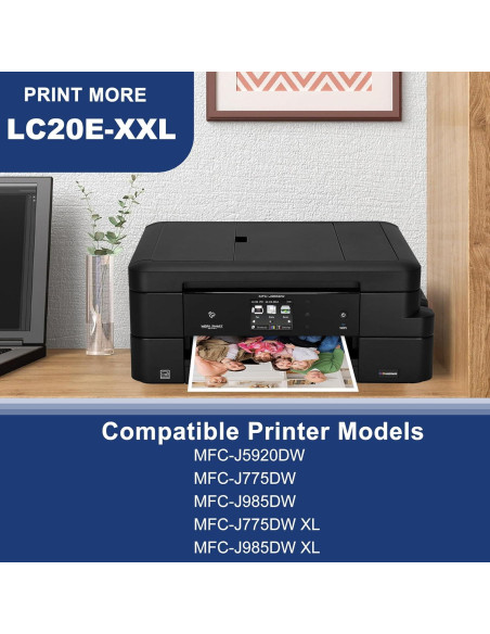 Cartuchos de tinta FADFAWN LC20E XXL para Brother - 5 Piezas