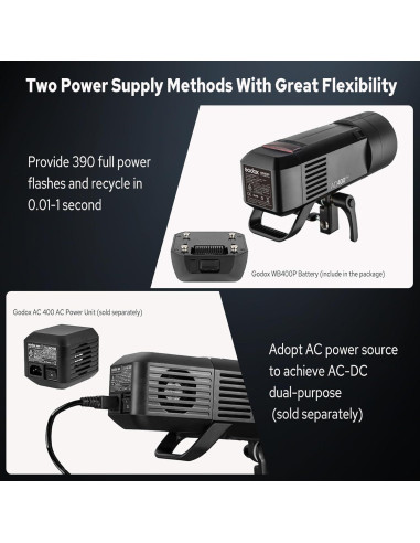 Godox AD400PRO Flash Estudio 400Ws TTL 2.4G GN72 5600K