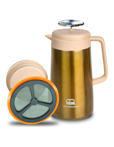 Prensa Francesa PortableAnd FP202 1007ml Acero Inoxidable Negro