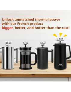 Prensa Francesa PortableAnd FP202 1007ml Acero Inoxidable Negro 2