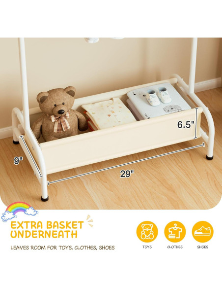 Ropero para Niños MISSLO Blanco con Canasta Almacenamiento