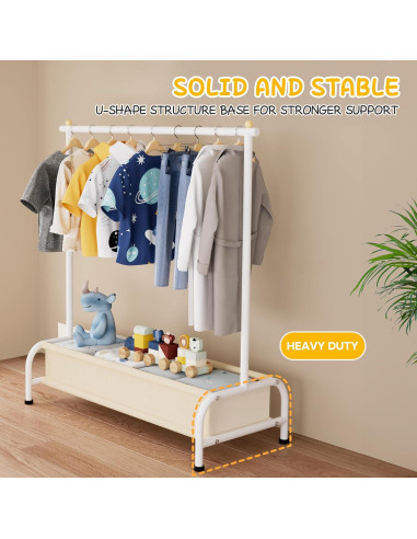 Ropero para Niños MISSLO Blanco con Canasta Almacenamiento