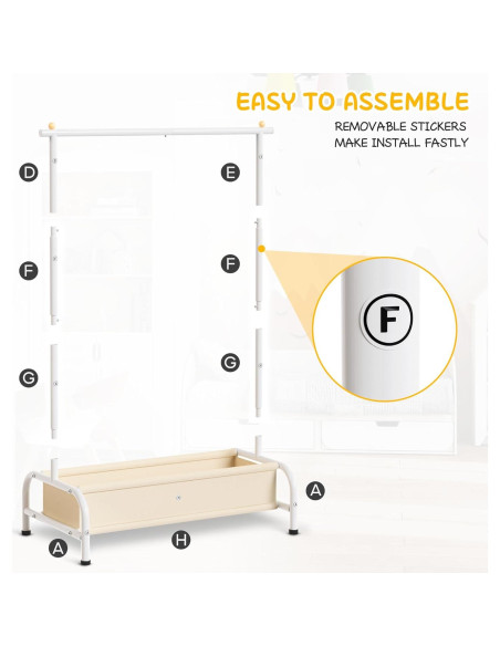 Ropero para Niños MISSLO Blanco con Canasta Almacenamiento