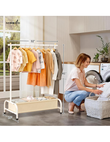 Ropero para Niños MISSLO Blanco con Canasta Almacenamiento