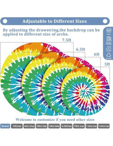 Fondo Redondo 2m Renaiss Tie Dye Colorido para Fotografía