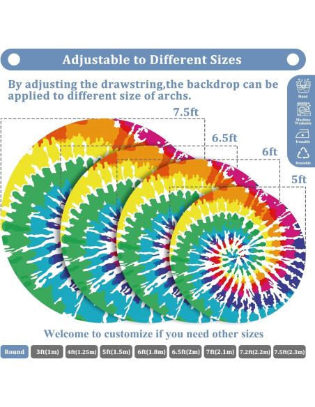 Fondo Redondo 2m Renaiss Tie Dye Colorido para Fotografía