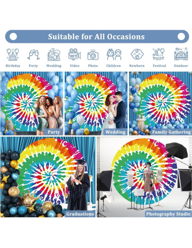 Fondo Redondo 2m Renaiss Tie Dye Colorido para Fotografía